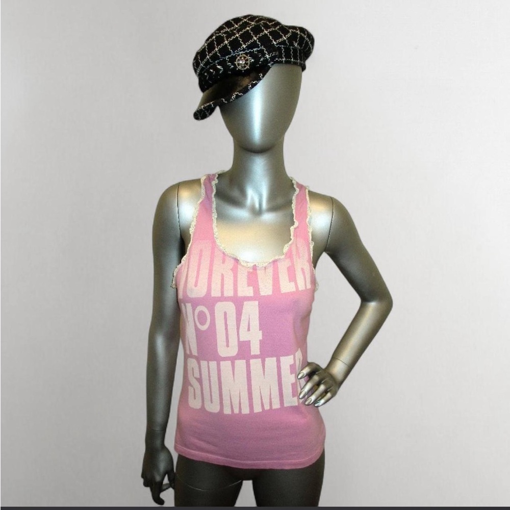 D&G Pink ‘Forever N04 Summer’ Racerback Tank Top with Lace trim size 26/40